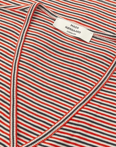 Mads Nørgaard - 2x2 Cotton Stripe Susi Top - Fiery Red/Vanilla Ice